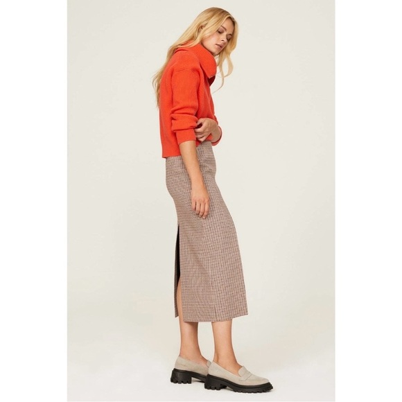 MAJE Jaisa Brown Houndstooth
Pattern Slit Midi Skirt - Picture 4 of 16